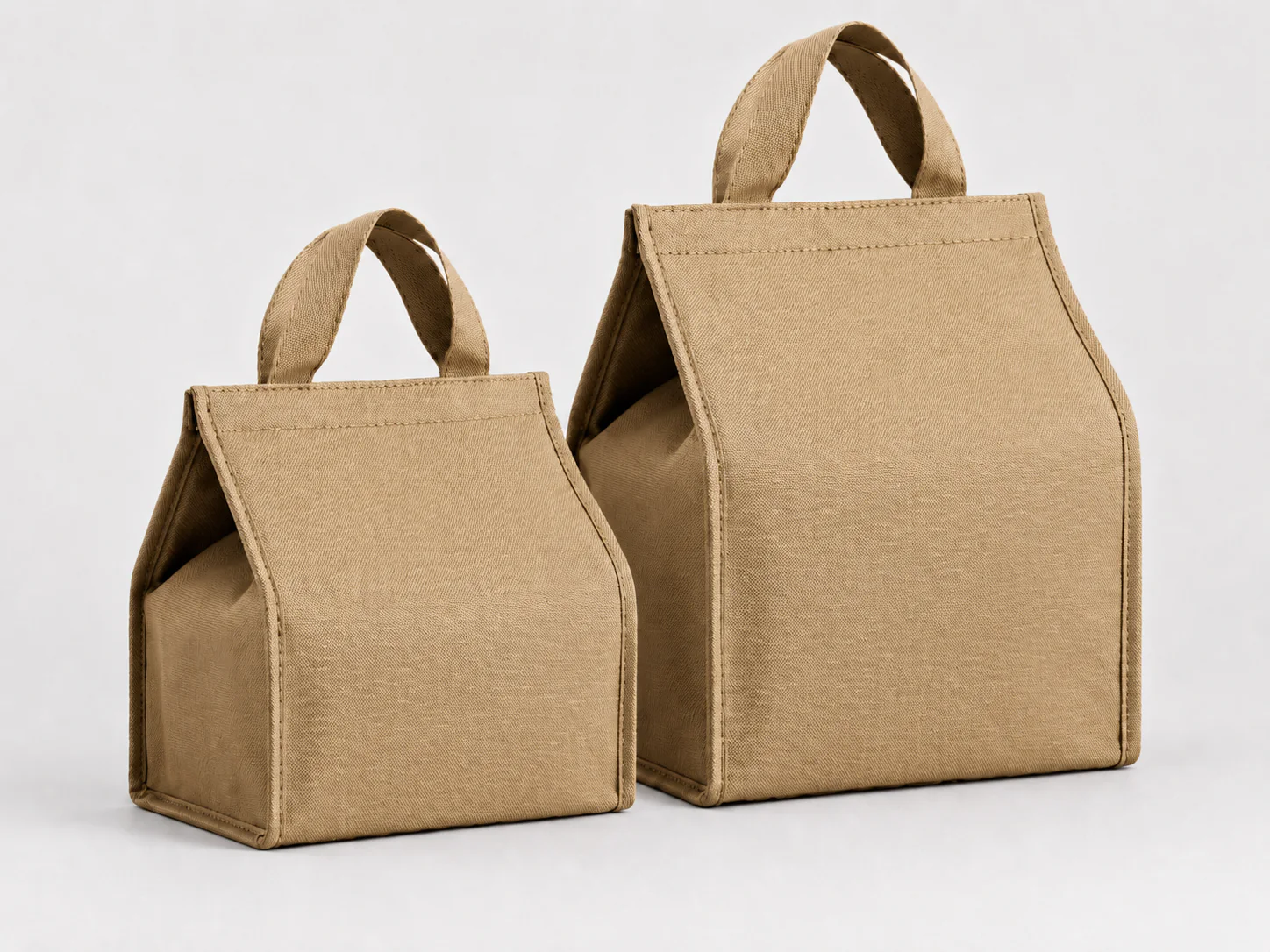 Oxford insulated tote in khaki — small and large sizes